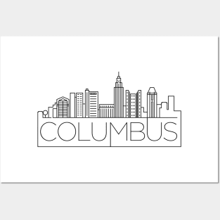 Columbus Minimal Skyline Posters and Art